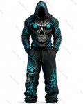 Men's Fashion Skull Print Hoodie & Pants Two-Piece Set 6468