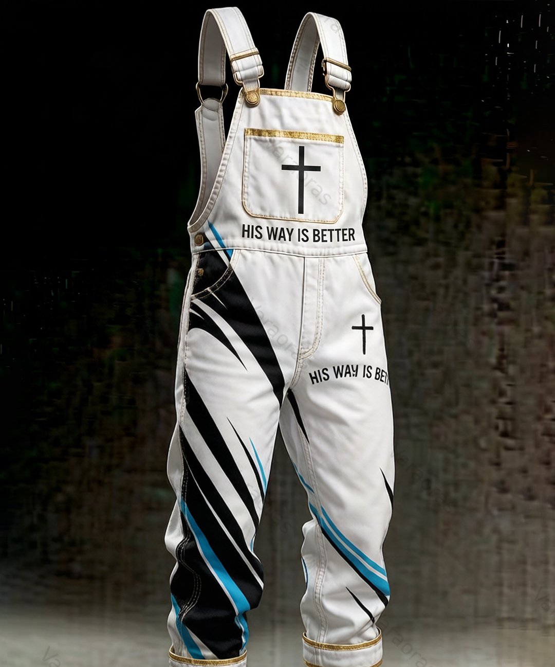 Men's Summer Fashion Faith Cross Print Overalls 2769