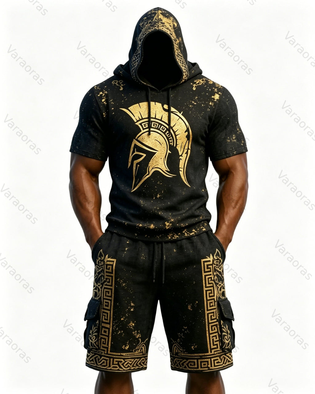 Men's Fashion Embroidered Hoodie and Pants Two-Piece Set5053