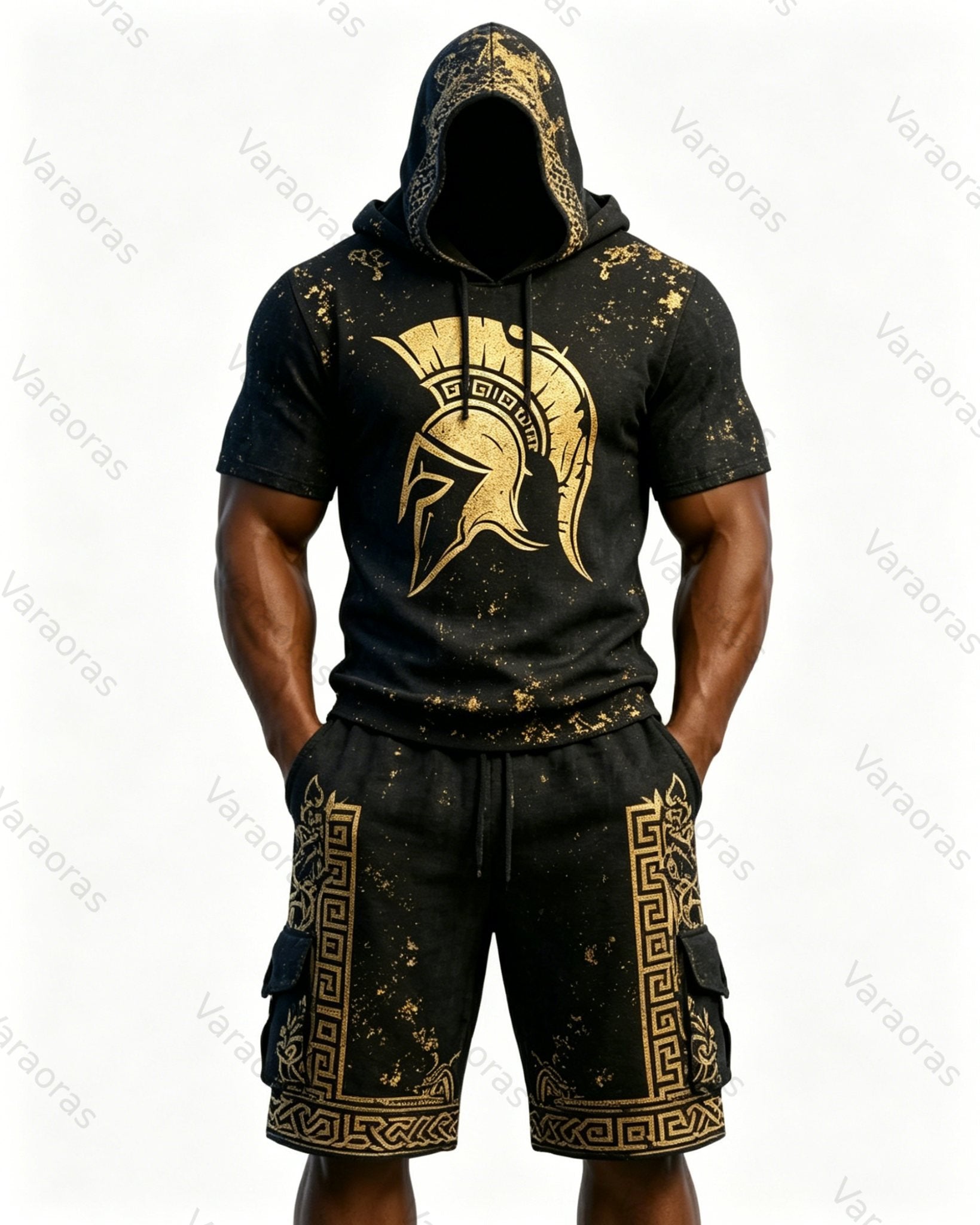 Men's Fashion Embroidered Hoodie and Pants Two-Piece Set5053