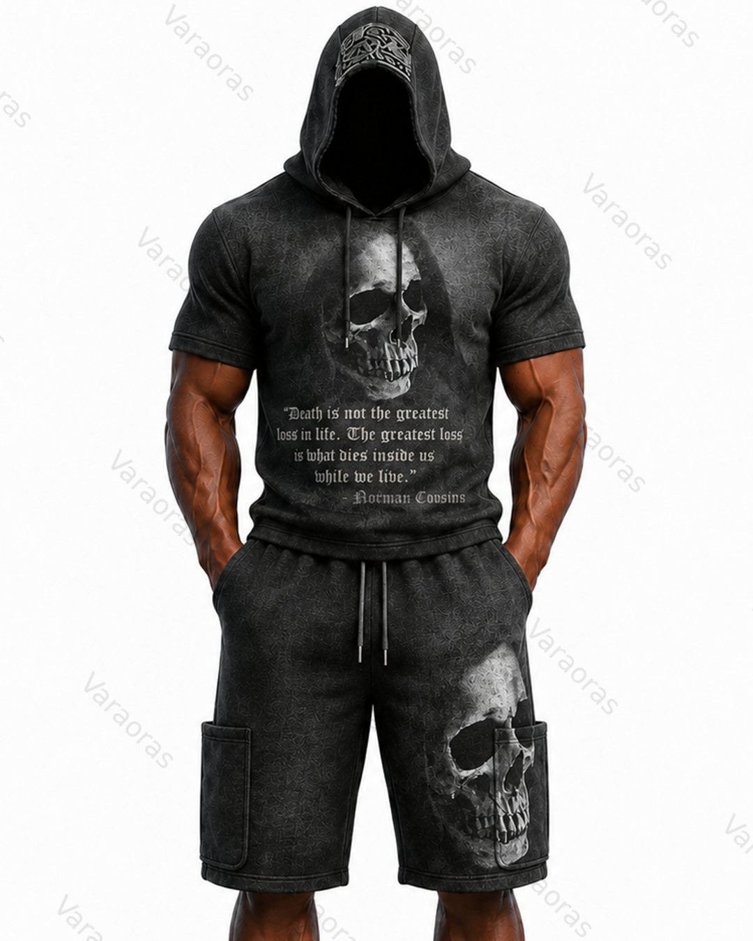 Men's Fashion Skull Print Hoodie & Pants Two-Piece Set 4496