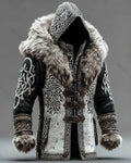 Men's Winter Assassin and Viking Themed Embroidered Fashion Thick Warm Leather Jacket 3703