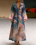 Women's Vacation Irregular Ruffle Flowers Embroidery Patchwork Dress 5897