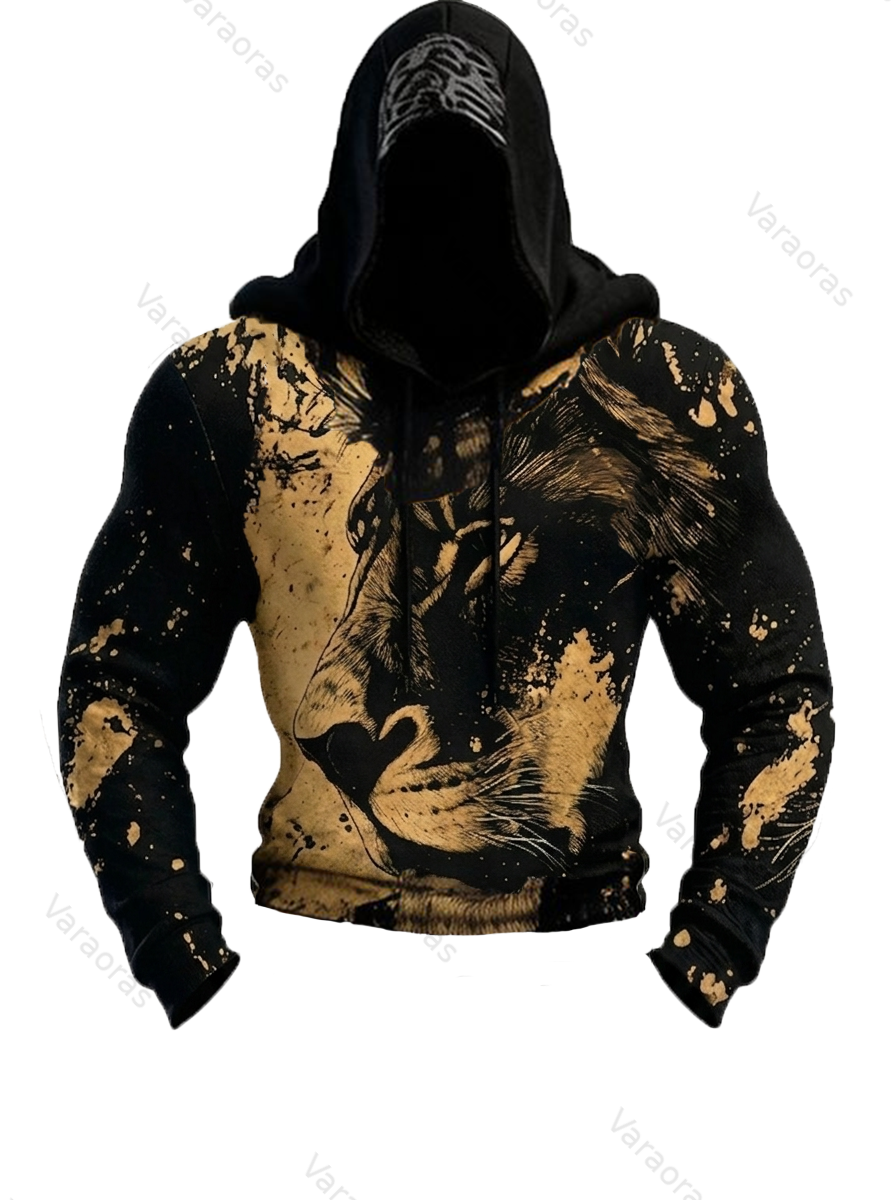 Men's Fashion Viking Contrast Color Embroidered Hoodie & Pants Two-Piece Set 2591