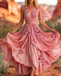 Women's Summer Floral Embroidered Full Skirt Dress 8216