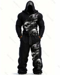 Men's Fashion Skull Print Hoodie & Pants Two-Piece Set 7372