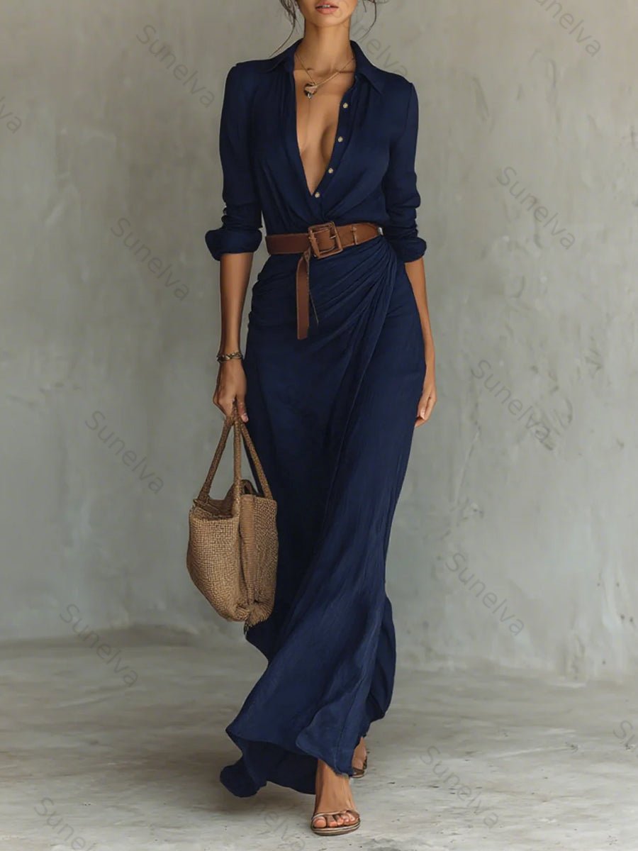 Women's Casual Fashion Long-sleeve Shirt Dress a9d3