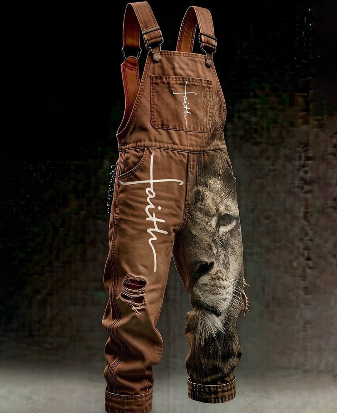 Men's Summer Fashion Faith Cross Print Overalls 9816