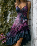 Women's Summer Boho-Chic Asymmetrical Ruffled Floral Dress 6222