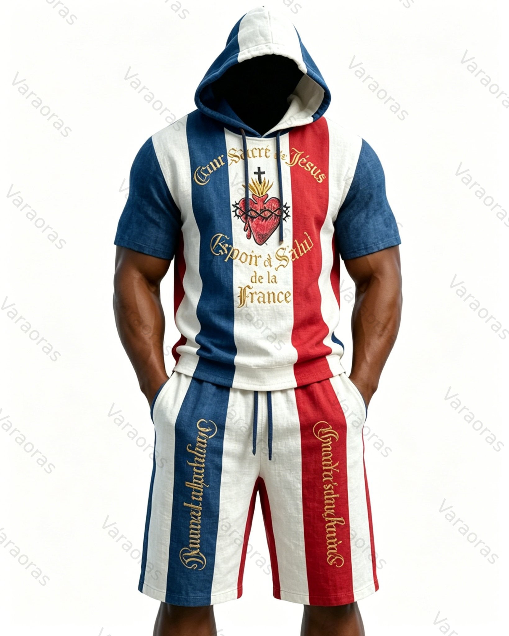 Men's Fashion Embroidered Hoodie and Pants Two-Piece Set9768