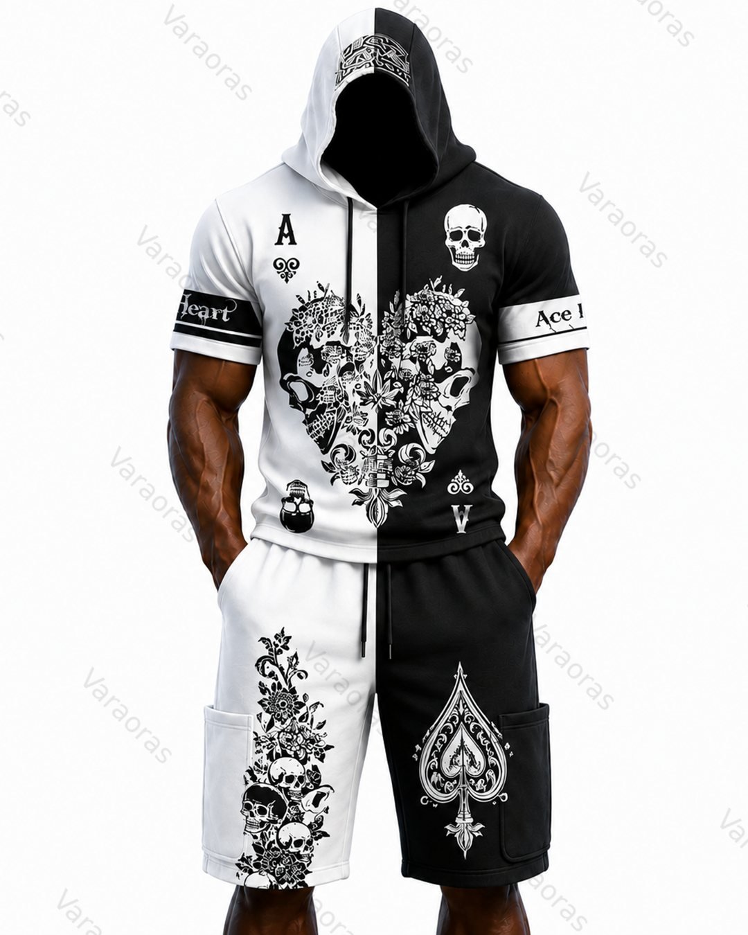 Men's Fashion Skull Print Hoodie & Pants Two-Piece Set 3966