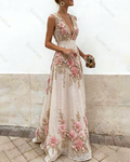 Women's Vacation Irregular Ruffle Flowers Embroidery Dress 4777