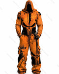 Men's Color-Block Skull-Embroidered Hoodie & Pants Two-Piece Set 8894